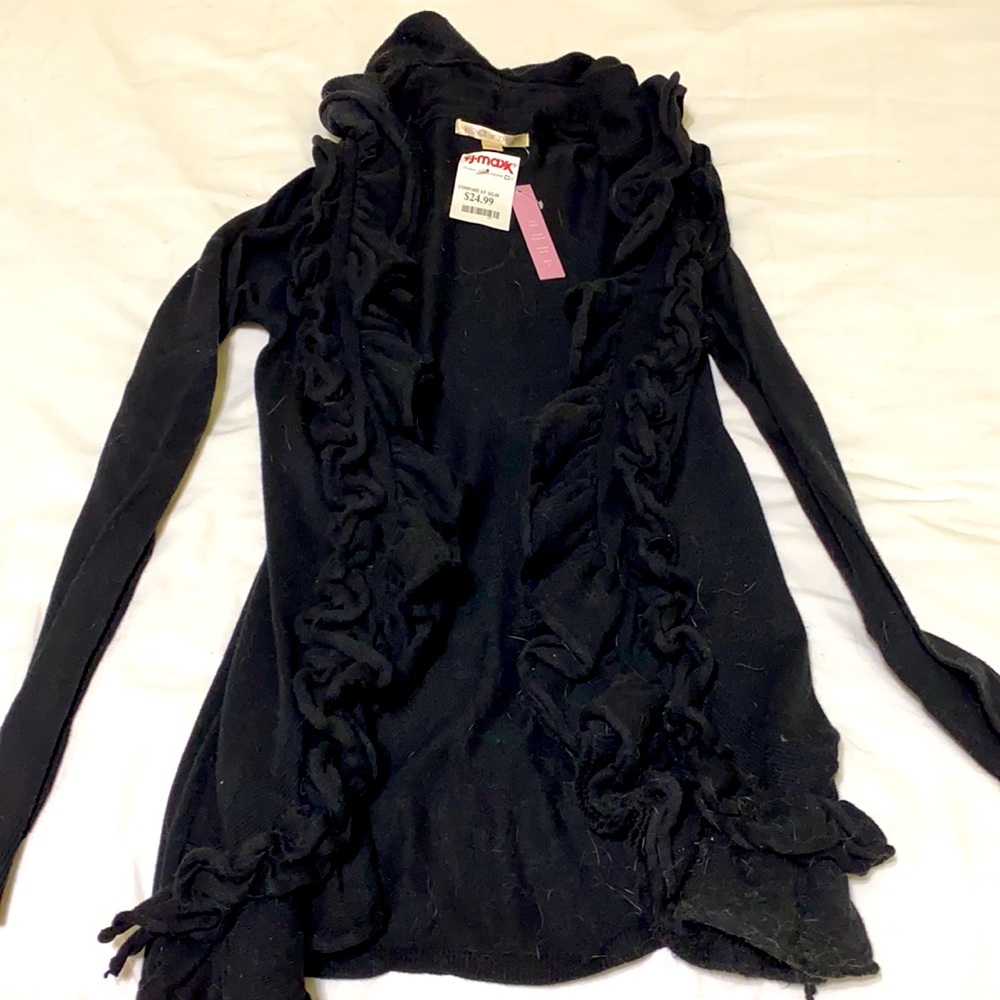 Black ruffle cardigan